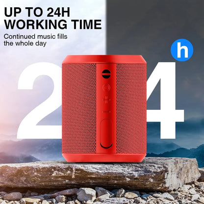 Portable Bluetooth Speaker,Ipx7 Waterproof Outdoor Speaker with 24Hr Playtime,Red