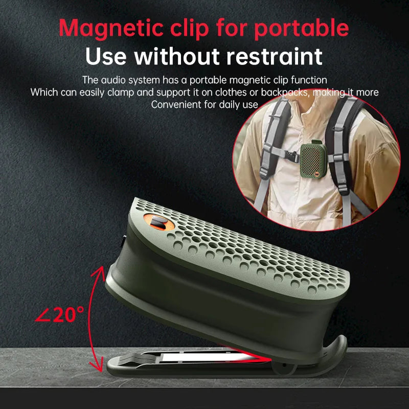 M3 Magnetic Clip-On Mini BT V5.4 Portable Outdoor Jobsite Wearable Wireless Bluetooth Speakers with Bass Altavoz Mic