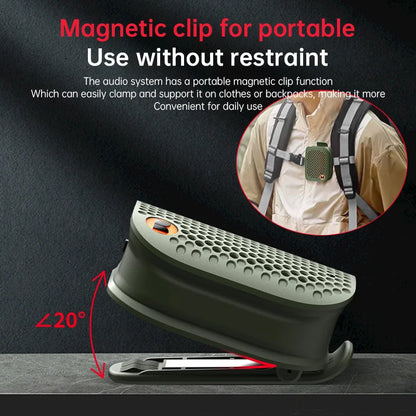 M3 Magnetic Clip-On Mini BT V5.4 Portable Outdoor Jobsite Wearable Wireless Bluetooth Speakers with Bass Altavoz Mic