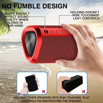 Portable Bluetooth Speaker,Ipx7 Waterproof Outdoor Speaker with 24Hr Playtime,Red