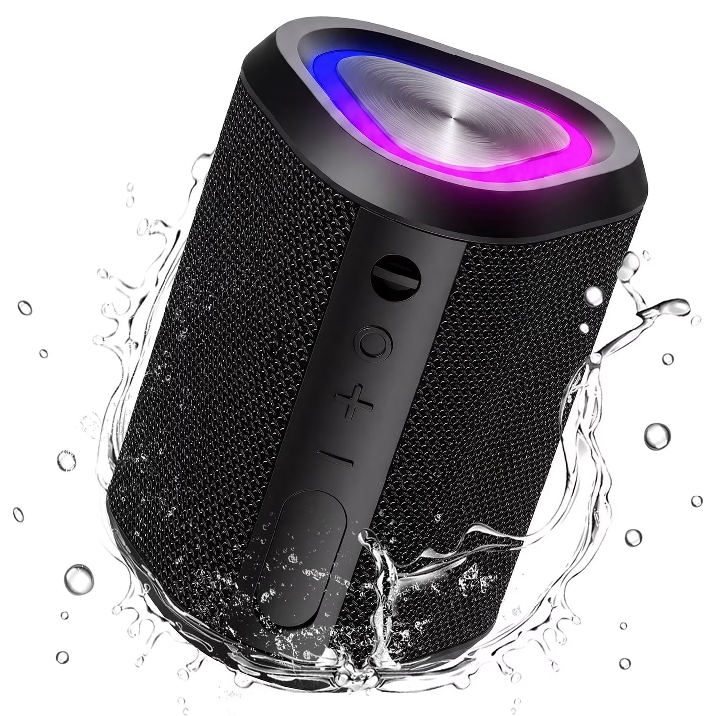 Portable Bluetooth Speaker,Ipx7 Waterproof Outdoor Speaker with 24Hr Playtime, LED Lights, Black