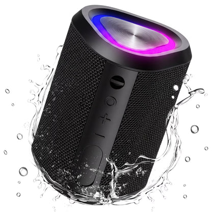 Portable Bluetooth Speaker,Ipx7 Waterproof Outdoor Speaker with 24Hr Playtime, LED Lights, Black