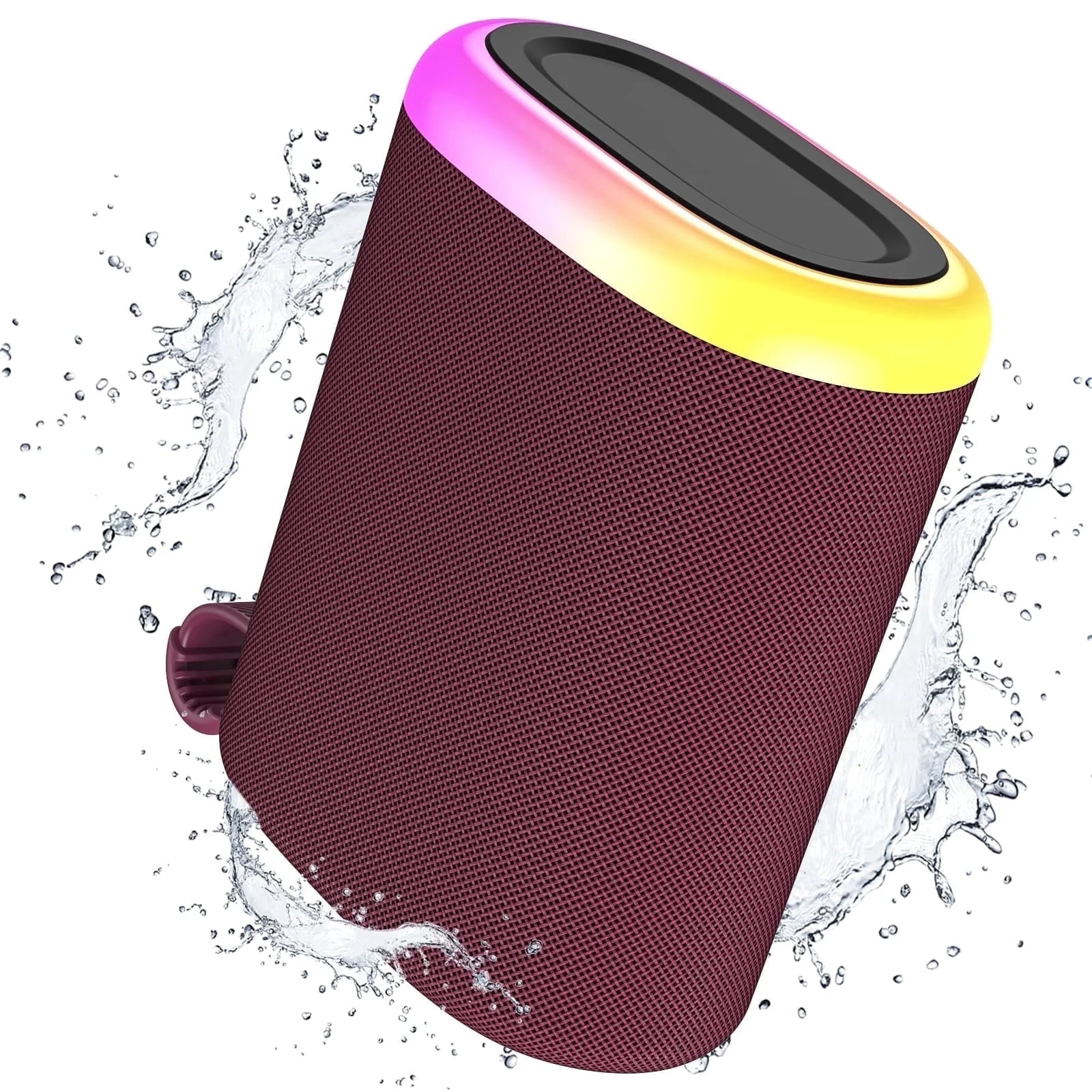 Portable Bluetooth Speaker, 20W IPX7 Waterproof, with Lighting, Red