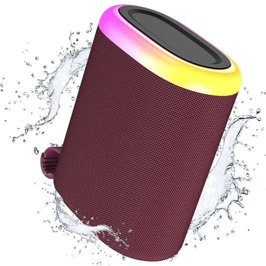 Portable Bluetooth Speaker, 20W IPX7 Waterproof, with Lighting, Red
