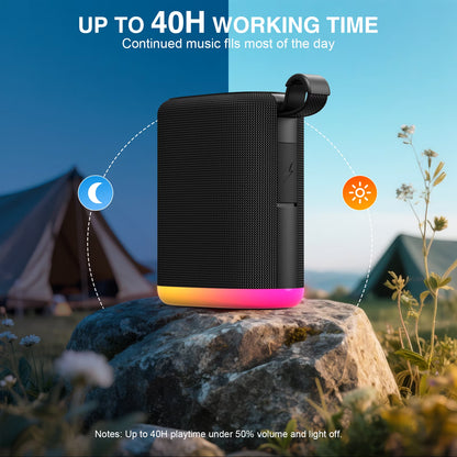Portable Bluetooth Speaker, 20W IPX7 Waterproof, with Lighting, Red